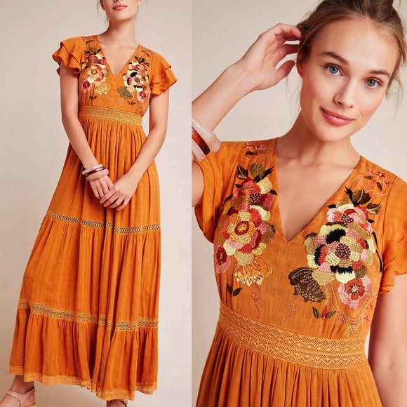 Anthropologie Dresses & Skirts - Anthropologie Sunshine Embroidered Maxi Dress